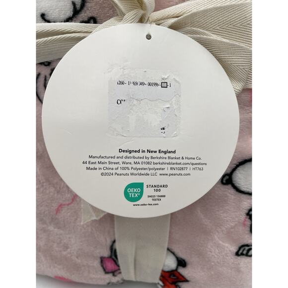 Berkshire Peanuts Valentines Balloons Snoopy Woodstock Twin Blanket 60"x90" NEW - Picture 3 of 6